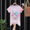 Conjunto de Pijama de Verão Novo para Meninas 2025 Manga Curta Fino Estilo Princesa Meninas Crianças Grandes Roupas de Casa Infantis para Vestuário Exterior