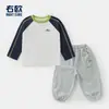 Camiseta de Manga Larga de Algodón Puro para Niño Estilo Europeo Ropa Infantil Mangas Raglán Nuevo Estilo 2026 Niños Bebé Estilo Primavera/Otoño Capa Base Moderna