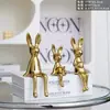 Adornos Cerámicos de Familia de Conejos de Tres Miembros para Sala de Estar, Mueble de TV, Gabinete de Vino, Decoraciones de Entrada, Puramente Hechos a Mano y Pintados a Mano