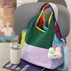 Nova bolsa tote color block de desenho animado dopamina, bolsa de ombro de grande capacidade, bolsa de mão estilo menina, bolsa de tecido da moda para o dia a dia