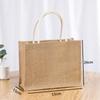 En stock bolsa de compras de lino lisa estilo coreano bolsa simple de imitación lino bolso de lino bolsa de yute recubierta LOGOTIPO imprimible