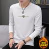 Camisetas de Manga Larga para Hombre de Otoño e Invierno, Camisetas Finas Ajustadas de Cuello Redondo para Vestir Debajo, Camisetas con Tops Cálidos