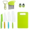 Juego de Cuchillos para Niños para Guardería, Cuchillo para Cortar Frutas, Tabla de Cortar, Juego de Enseñanza de Alimentos Complementarios, No Lastima las Manos, Pelador de Frutas
