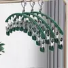 Cabide de Meias Multi-Clipes de Aço Inoxidável para Casa Varanda Secagem Roupa Íntima Calcinhas Dormitório Estudantil Armazenamento Cabide Antiderrapante à Prova de Umidade