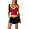 Moda Feminina Nova Primavera 2026 Estilo de Rua Personalizado Menina Fashion Color-Blocking Versátil Top Curto Camisola