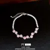 Pulseira redonda geométrica transfronteiriça com zircônia, toque de luxo leve de nicho de alta qualidade, simples e elegante, acessório de mão versátil