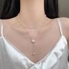 Collar de Perlas de Zirconio de Alta Gama Estilo Francés Retro de Corte Lazo Corazón Cadena Clavicular Joyería Simple Versátil