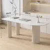 Mesa de Pedra Sinterizada de Luxo Leve para Casa Pequeno Apartamento Escritório Minimalista Moderno Mesa de Computador Estilo Creme Quarto Mesa e Cadeira Branca Pura