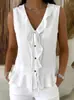 Chal sin mangas de punto con cuello en V, volantes y amarre, estilo nuevo transfronterizo europeo y americano, con dobladillo de volantes, top casual para mujer 2026