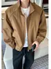 Chaqueta transfronteriza con cuello mao para hombre, estilo primavera y otoño, chaqueta de trabajo casual holgada, marca de moda, diseño de retazos, chaqueta de aviador