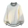 Suéter Pulôver Gola Redonda Outono/Inverno 2026, Suéter Jovem em Tricô Trançado, Jaqueta Color Block, Camiseta Básica Estilo Old Money Masculino