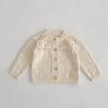 Roupas de Outono 2025 Fio de Algodão Bebê Versátil Manga Longa Recorte Jaqueta Tricotada Outono Bebê Suéter Cardigan Jacquard