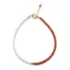 Pulseira de Cristal Natural para Mulheres, Design Exclusivo, Pulseira de Pérola de Água Doce, Pulseira para Melhor Amiga, Pulseira Vermelha Natural do Sul Atacado
