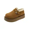 Birkenstocks Peludos Retro Mujer 2026 Invierno Nuevos Versátiles Que Aumentan la Altura Cálidos Añaden Forro Mocasines Mujer Botas de Nieve Mujer