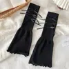 Meias plissadas com laço, polainas brancas boca de sino, meias de cano médio para mulheres, estilo hot girl, doces e estilosas para as panturrilhas