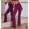 Pantalones de Fitness Transfronterizos Estilo Europeo y Americano para Mujer, Deportivos de Yoga de Cintura Alta Elásticos de Secado Rápido Pierna Ancha Adelgazantes Acampanados