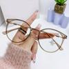 Celebridad de Internet Marco Redondo Ligero Espejos Planos Frescos para Mujer con Visión de Corto Alcance Estilo Coreano para Mujer Combinan con Todo Gafas Anti-luz Azul Sin Graduación
