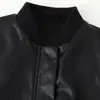 Ropa de mujer transfronteriza 2026 Comercio exterior europeo y americano al por mayor color liso moda holgada cremallera chaqueta de cuero