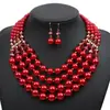 Cadena para suéter collar de perlas multicapa conjunto de aretes estilo geométrico simple personalizado europeo y americano venta al por mayor