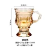 Taza de café con relieve vintage de estilo europeo, asa de vidrio transparente, taza de desayuno, taza de café, taza de bebida, taza de vino ámbar