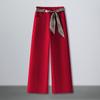 Calças Jeans Brancas Personalizadas para Mulheres 2026 Novas de Cintura Alta Largas Emagrecedoras Versáteis Calças de Perna Larga Outono Casual Calças de Perna Reta