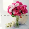 Flor Artificial de Peonía de 3 Cabezas en un Solo Tallo, Flor de Peonía Lujosa, Flor Artificial para Arreglo de Sala de Estar en Casa, Decoración de Hotel de Peonía Hibisco