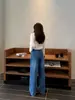 Nuevos jeans de pierna ancha para principios de otoño de 2026, cintura media-alta, adelgazantes, fluidos, casuales, diseño versátil, pantalones de pierna recta para mujer