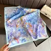 Bufanda Impresa Estilo Coreano de Seda Sintética, Chal de Alta Gama, Bufanda para el Cuello con Protección Solar, Pañuelo Cuadrado Pequeño, Pañuelo para la Cabeza, Bufanda para Mujer