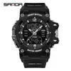 Reloj Sanda Pantalla Dual Juvenil Multifuncional Luminoso Tres Zonas Horarias Pulsera Deportiva Resistente al Agua Cronómetro Segmentado Reloj Electrónico