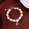 Pulsera de Zirconia Perla con Cuentas Chapada en Oro Real de 18k Pulsera Versátil de Lujo Ligero Nicho Pulsera Versátil Simple de Moda Accesorio