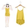 Camisola y Shorts de Verano Estilo Coreano Color Sólido Talla Grande Ropa de Dormir Pijama Set de Dos Piezas Transpirable para Mujer