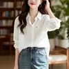 Camisa Blanca Oversize para Mujer, de Manga Larga, de Longitud Media, Holgada, Relajada, Adelgazante, Camiseta, Estilo Nuevo Primavera 2026