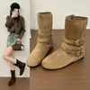 Belleza de Calzado Botines Cortos para Mujeres Petites 2026 Estilo Western Punta Redonda Tacón Oculto Rad Retro Caña Corta Hebilla Estilo Nuevo Marrón
