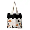 Bolsa de Lona Versátil com Tema Oceânico para Estudantes, Nova Bolsa de Ombro Fofa de Desenho Animado com Design de Polvo, Casual de Tricô Estilo Coreano