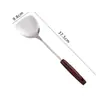 Espátula de acero inoxidable con mango de madera vintage, cuchara sopera para cocina doméstica, cuchara para saltear, espátula de cocina espesa, cuchara de hierro anti-escaldaduras