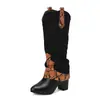 2023 novas botas femininas de couro com bico redondo, cano, botas da moda, salto alto grosso, sapatos femininos, tamanhos 40-50, botas de comércio exterior