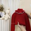 Tricô de Gola Alta Outono e Inverno para Meninas Bebê Menina 2025 Macio Cera Gola Boneca Camada Base Infantil Top de Inverno