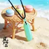 Chaveiro Pingente Pequeno Verde Listrado, Colar Pequeno com Pingente Liso, Pingente de Jade Unissex, Pingente Sem Palavras, Ornamento de Jade Longo Listrado, Dia das Mães