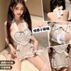 Pijama Role-Playing de Empregada em Forma de Coração Lingerie Erótica Jiyu Uniforme de Empregada Sexy Estilo Japonês Conjunto Transparente 8135