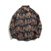 Estilo Harajuku Dibujo Lineal y Floral Camisa Floral de Manga Larga Estilo Hong Kong Retro Estilo Japonés Unisex Fresca Otoño