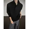 Suéter de punto con cuello semi-alto abotonado para hombre, otoño e invierno, estilo casual retro americano, top de punto de alta gama para usar en capas