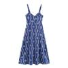 Ropa de Mujer al por Mayor Comercio Exterior Estilo Europeo y Americano Moda Temperamento Estampado Calado Bordado Midi Vestido de Tirantes 3564112