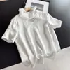 2026 Nova Camiseta Acetato Modelagem Solta Emagrecedora Casual Manga Curta Blusa Básica Feminina Atacado N5Et2659