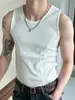 Camiseta sin mangas ajustada de alta calidad estilo americano, cintura estrecha, costuras, hilo elástico, diseño de peso pesado, chaleco holgado para hombre