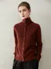 Cárdigan de Cachemir para Mujer 100% Cachemir Puro Estilo Nuevo Cuello Alto Color Sólido de un Solo Botón Tejido Suéter Cálido Chaqueta