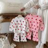Traje para Niñas Estilo Coreano Niños de Talla Pequeña y Mediana 2025 Otoño Nuevo Estampado de Corazón Bebé Niña Princesa Conjunto de Dos Piezas para Niños
