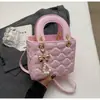 Mini bolso de patrón de diamantes de comercio exterior para mujer, nuevo bolso de hombro estilo coreano 2026, bolso cruzado y bolso de mano, bolso de mujer con perlas, moderno y versátil