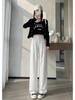 Pantalones de Traje Casual Estilo Hong Kong para Mujer Verano 2025 Nuevo Cintura Alta Versión Estrecha Adelgazante Seda de Hielo Traje Pantalones Largos de Pierna Ancha