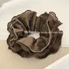 Scrunchie Coreano de Camada Dupla Lateral com Gypsophila, Prendedor de Rabo de Cavalo de Luxo, Prendedor de Coque Atmosférico com Flor