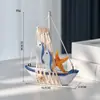 Adornos de Modelo de Barco Estilo Mediterráneo Velero de Madera Navegación Fluida Adornos de Decoración Adornos de Escritorio Decoraciones para el Hogar